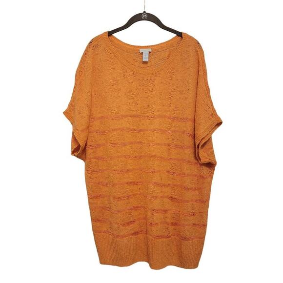 Chicos Orange Knit Dolman Sweater Top Oversize 582 - Picture 1 of 13